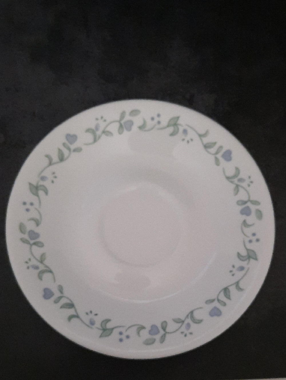Corelle Country Cottage Pattern with Pale Blue Hearts and Green Vine Border - Picture 5 of 6